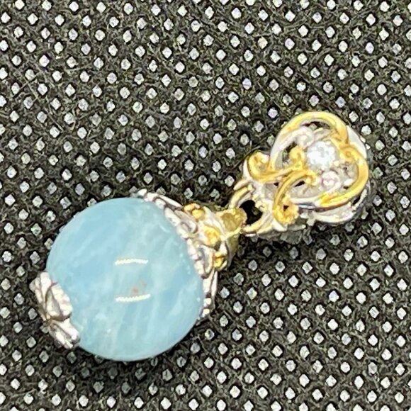 Michael Valitutti Gems en Vogue aquamarine zircon pendant charm 925 silver 18k - Picture 6 of 6
